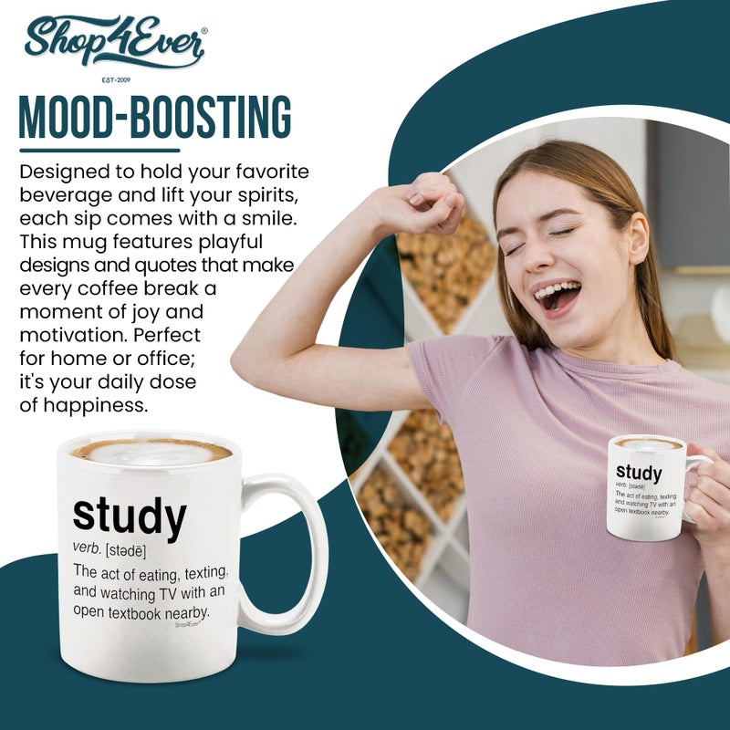 shop4ever Study Definition Ceramic Coffee Mug Tea Cup, Gift for College Student Graduate 11 oz (White) - Image 3